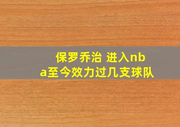 保罗乔治 进入nba至今效力过几支球队